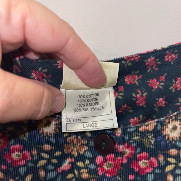 Laura Ashley Mother & Child Floral Corduroy Romper Jumpsuit Adult Size Large - Picture 3 of 9